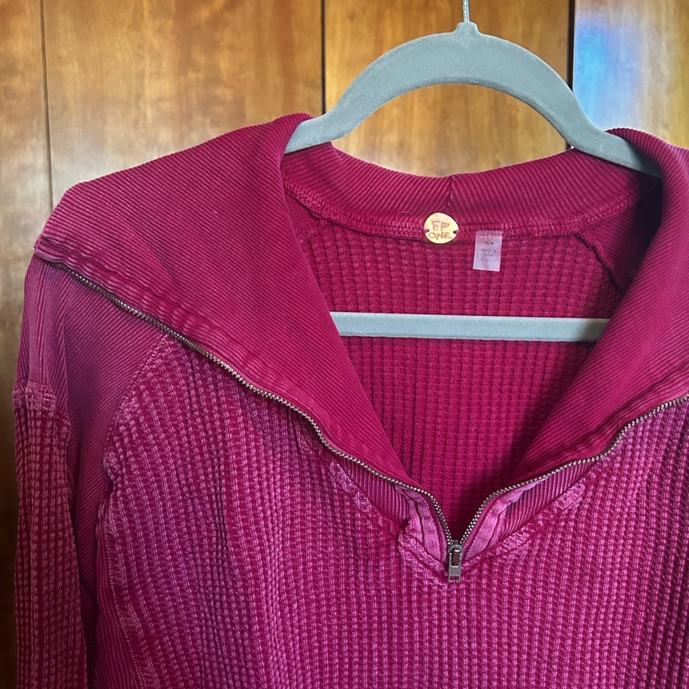 Women's Fuchsia Zip-Up Sweater - Picture 2 of 5